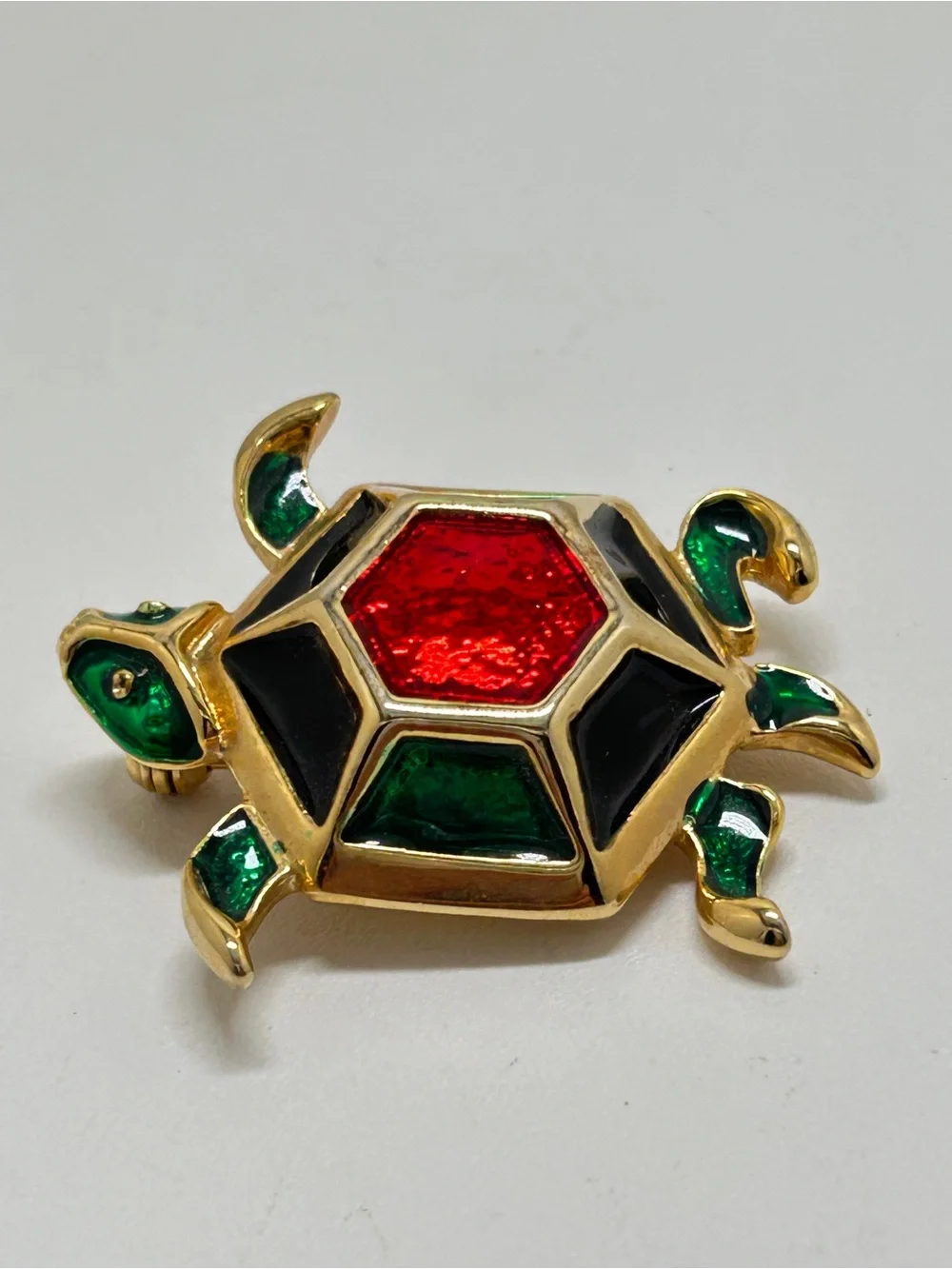 Vintage Gold And Enamel Sea Turtle Brooch
